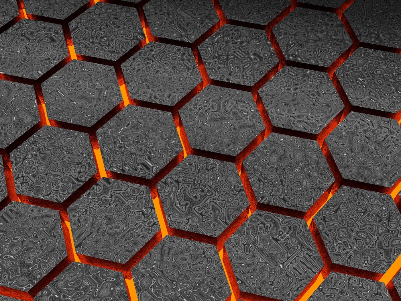 Абстрактные шестиугольники с лавой