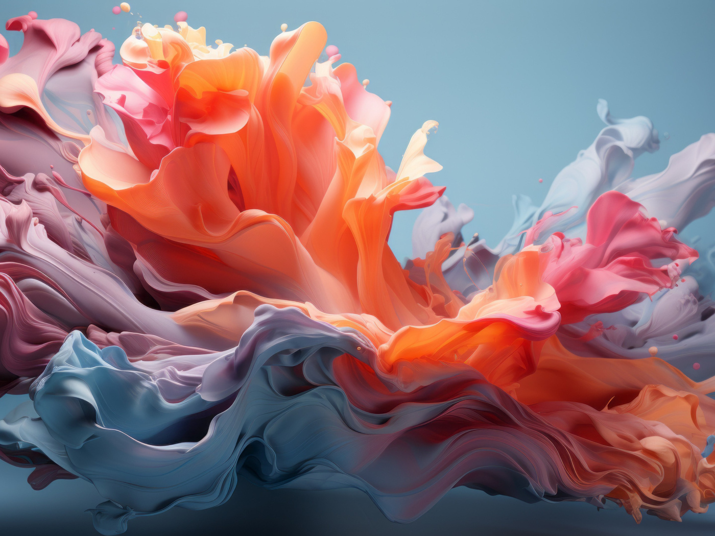 Красивые разноцветные волны на сером фоне