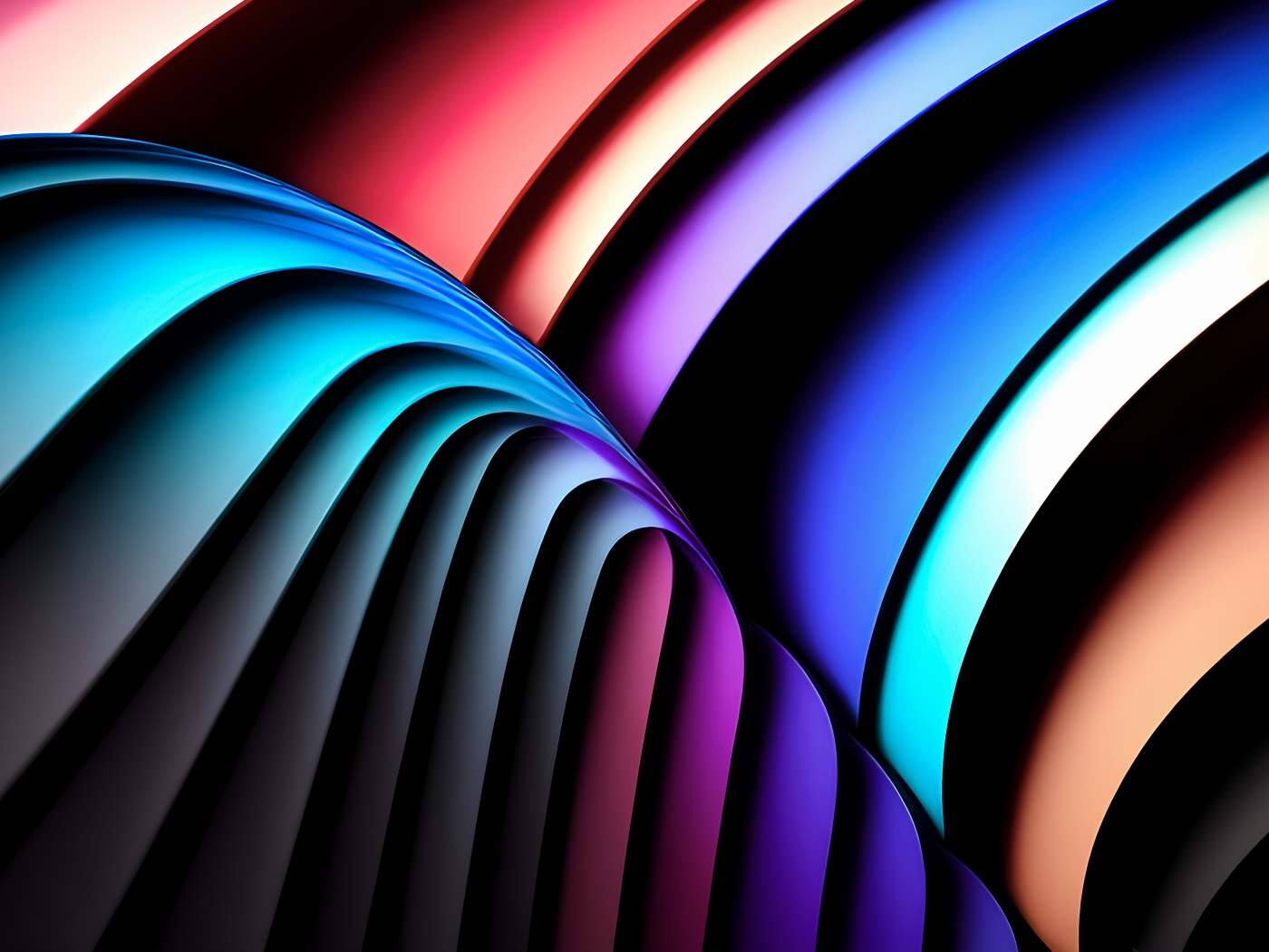 Черные и разноцветные абстрактные волны