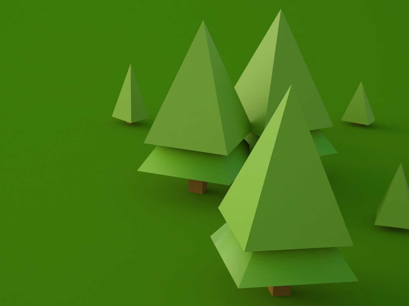 Зеленые геометрические 3д елки