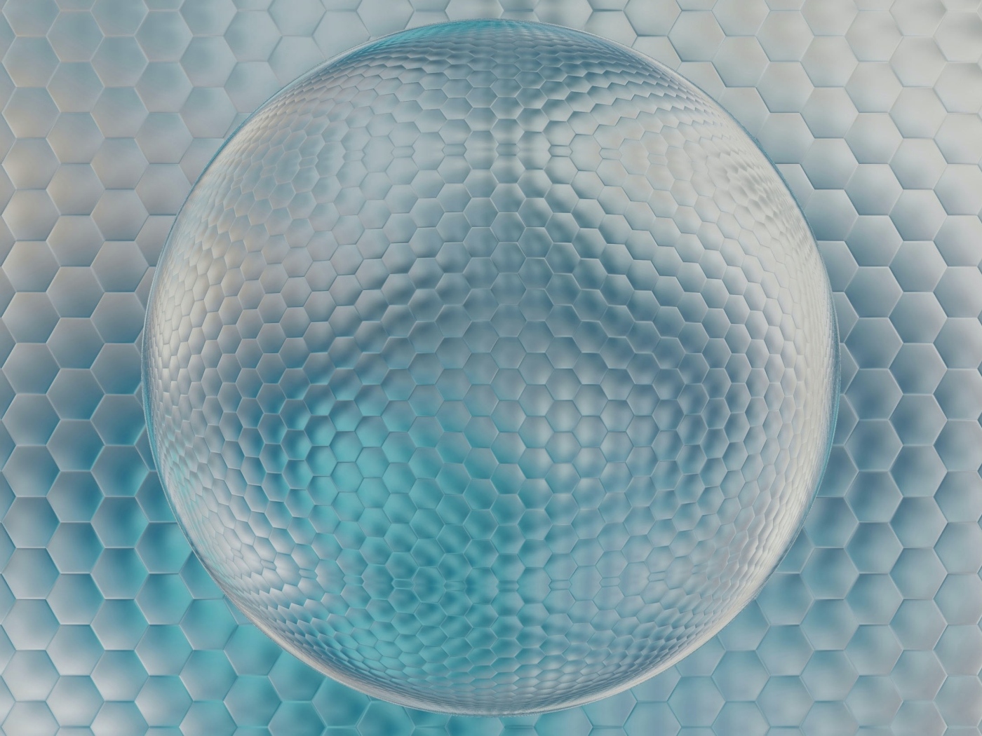 Большой 3д шар на сером фоне с сотами