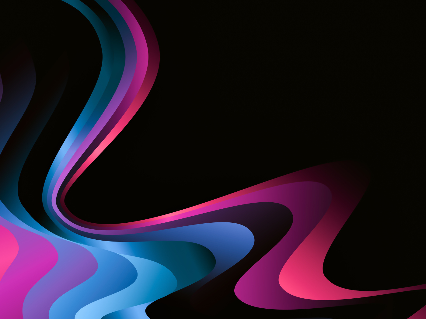 Разноцветные градиентные волны на черном фоне