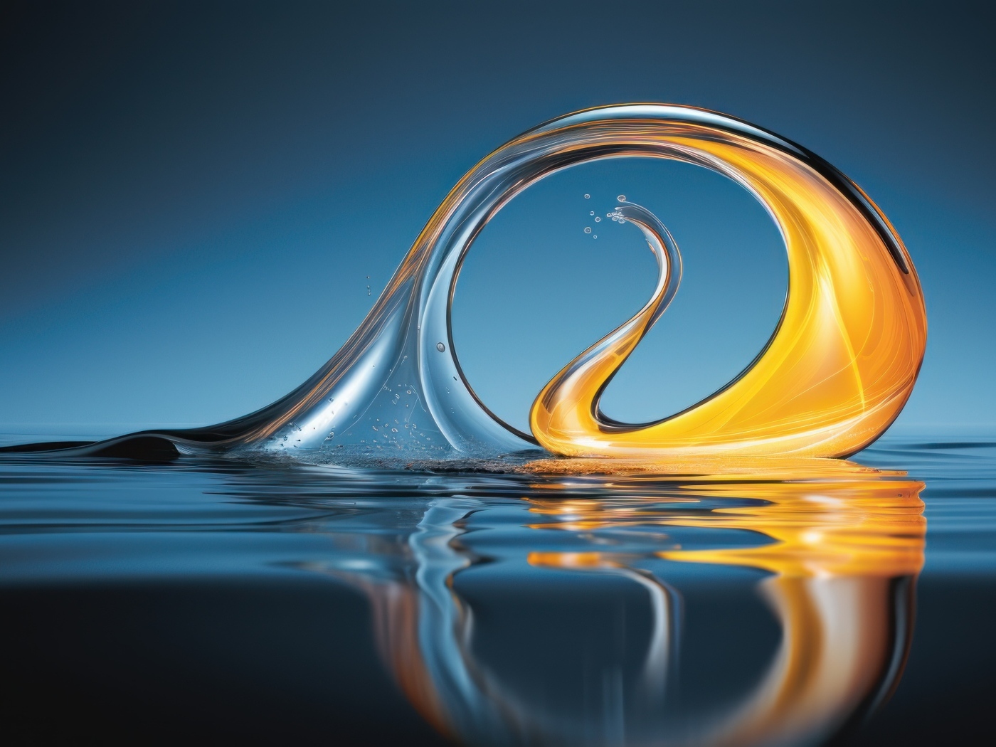 Оранжевая абстрактная волна в воде 