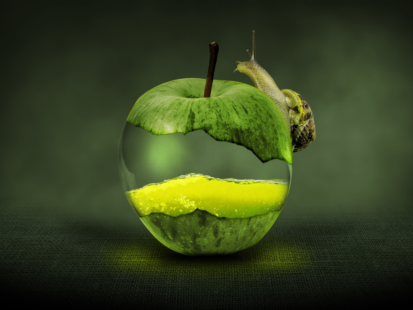 Необычное яблоко с улиткой 3д графика