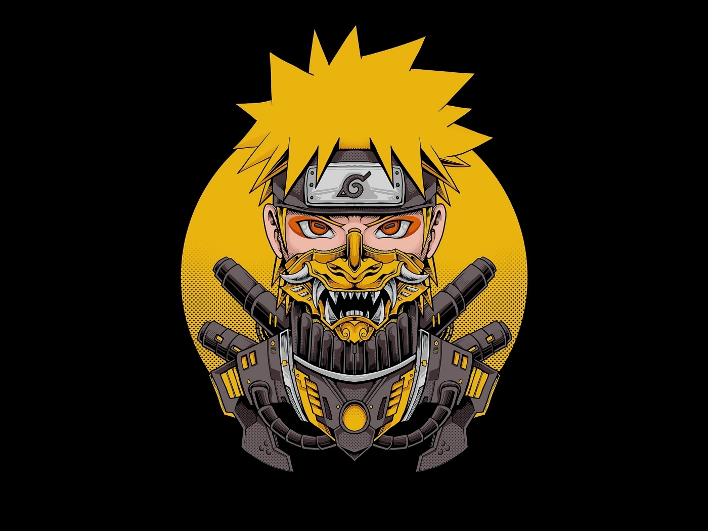 Персонаж Наруто Удзумаки на черном фоне