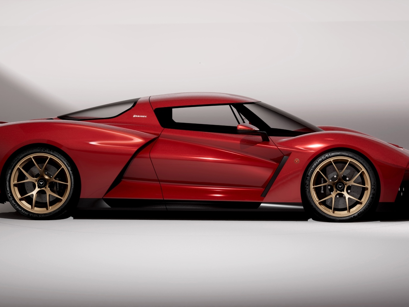 Красный автомобиль Bizzarrini The Giotto вид сбоку