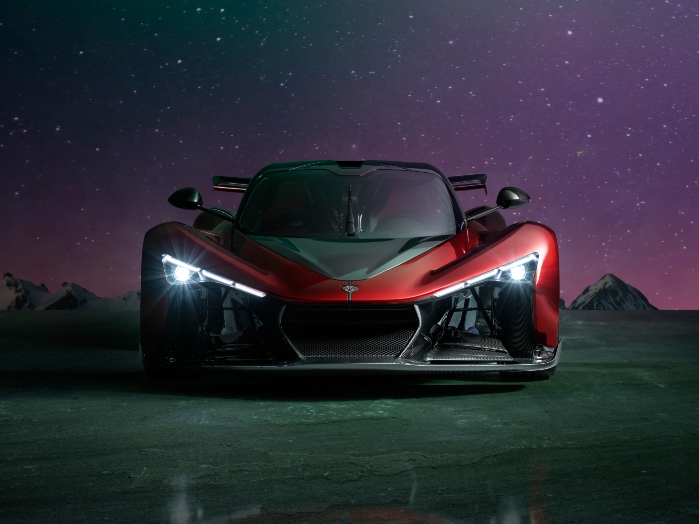 Красный автомобиль Zenvo Aurora Agil  вид спереди