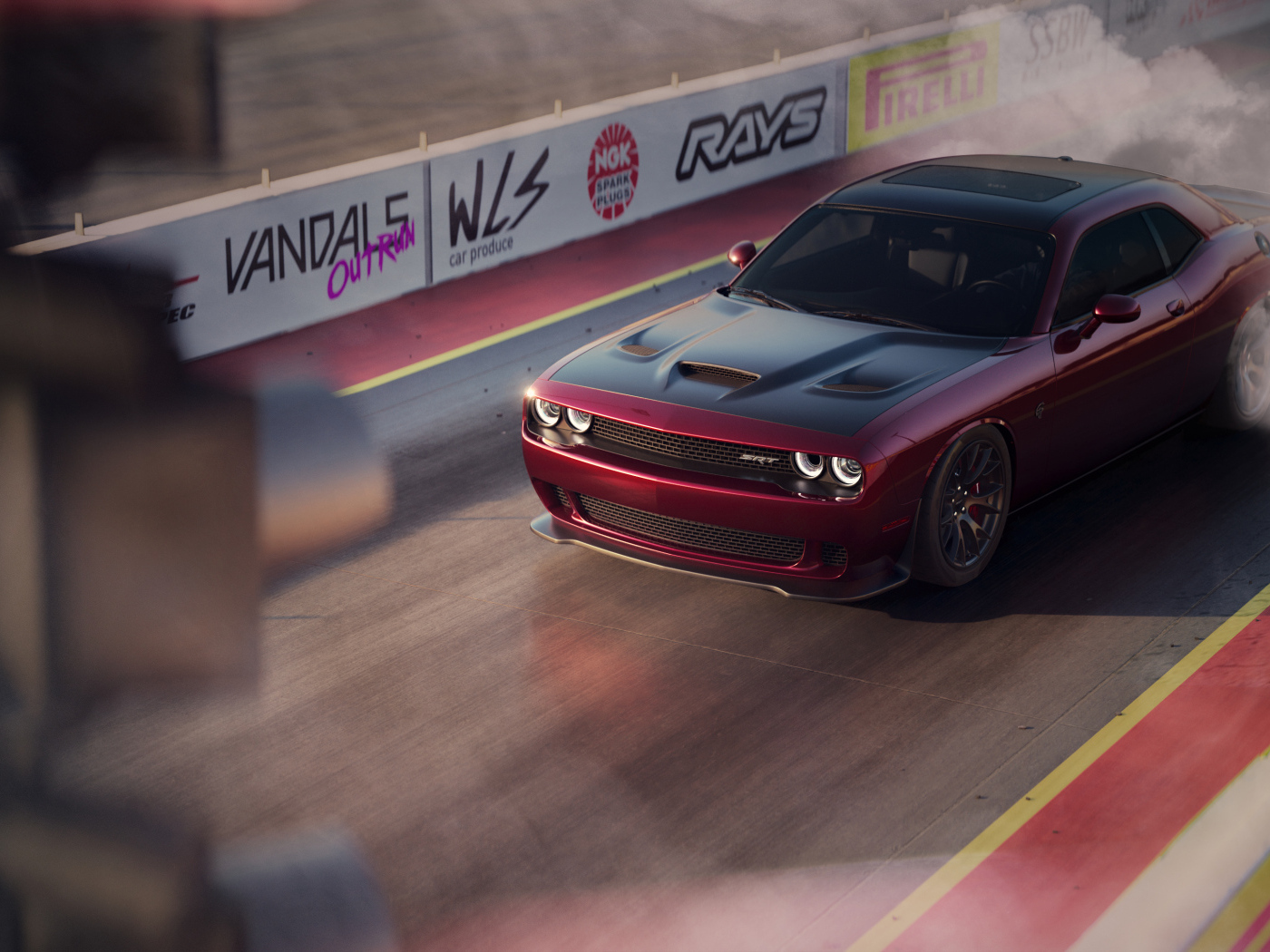 Автомобиль Dodge Challenger SRT Hellcat на гонках