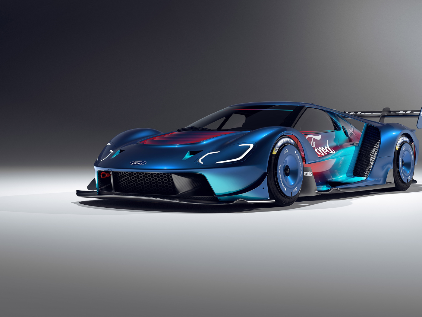 Автомобиль Ford GT Mk IV на сером фоне