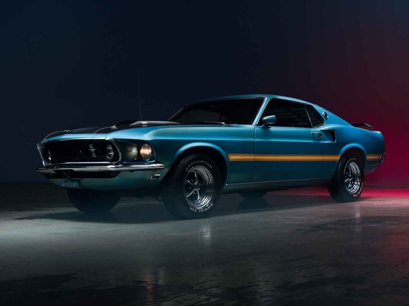 Ретро автомобиль Mustang Mach 1, 1969 года