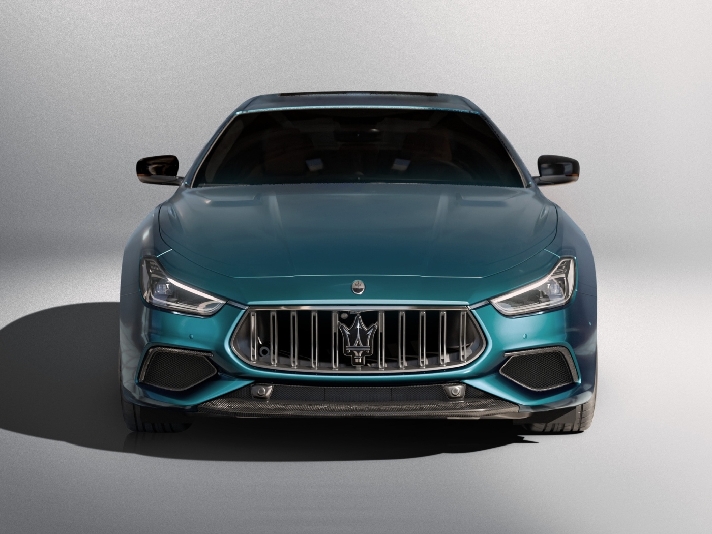 Вид спереди на автомобиль Maserati Ghibli 334 Ultima 2023 года