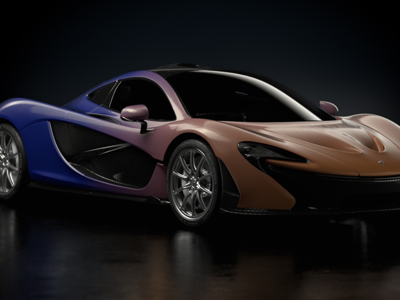 Автомобиль McLaren P1 Genesis на черном фоне