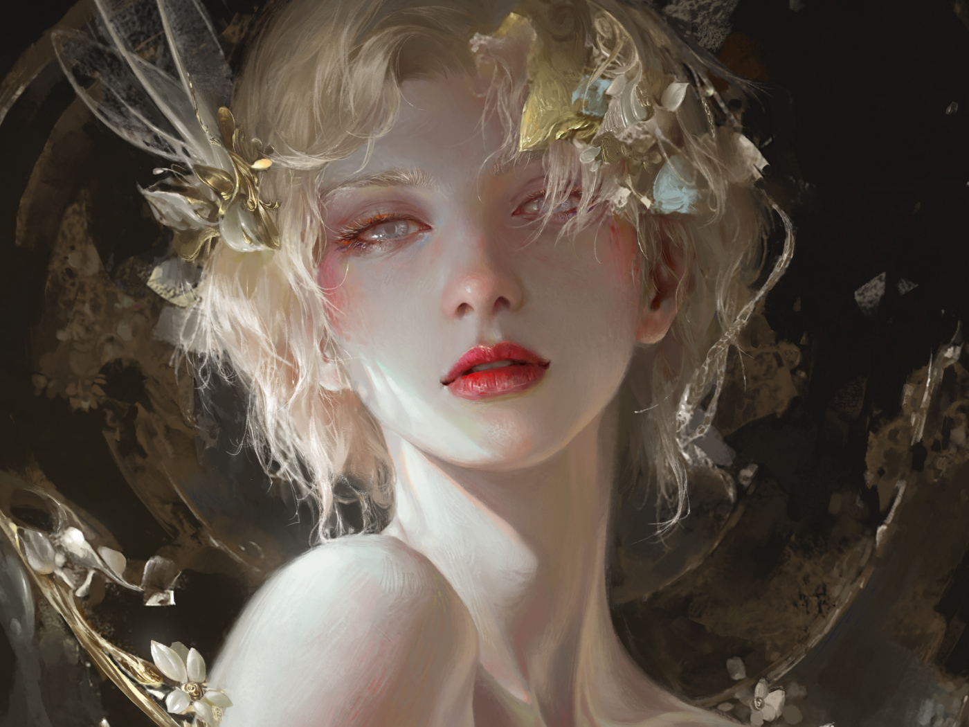 Красивая фантастическая девушка блондинка с голубыми глазами