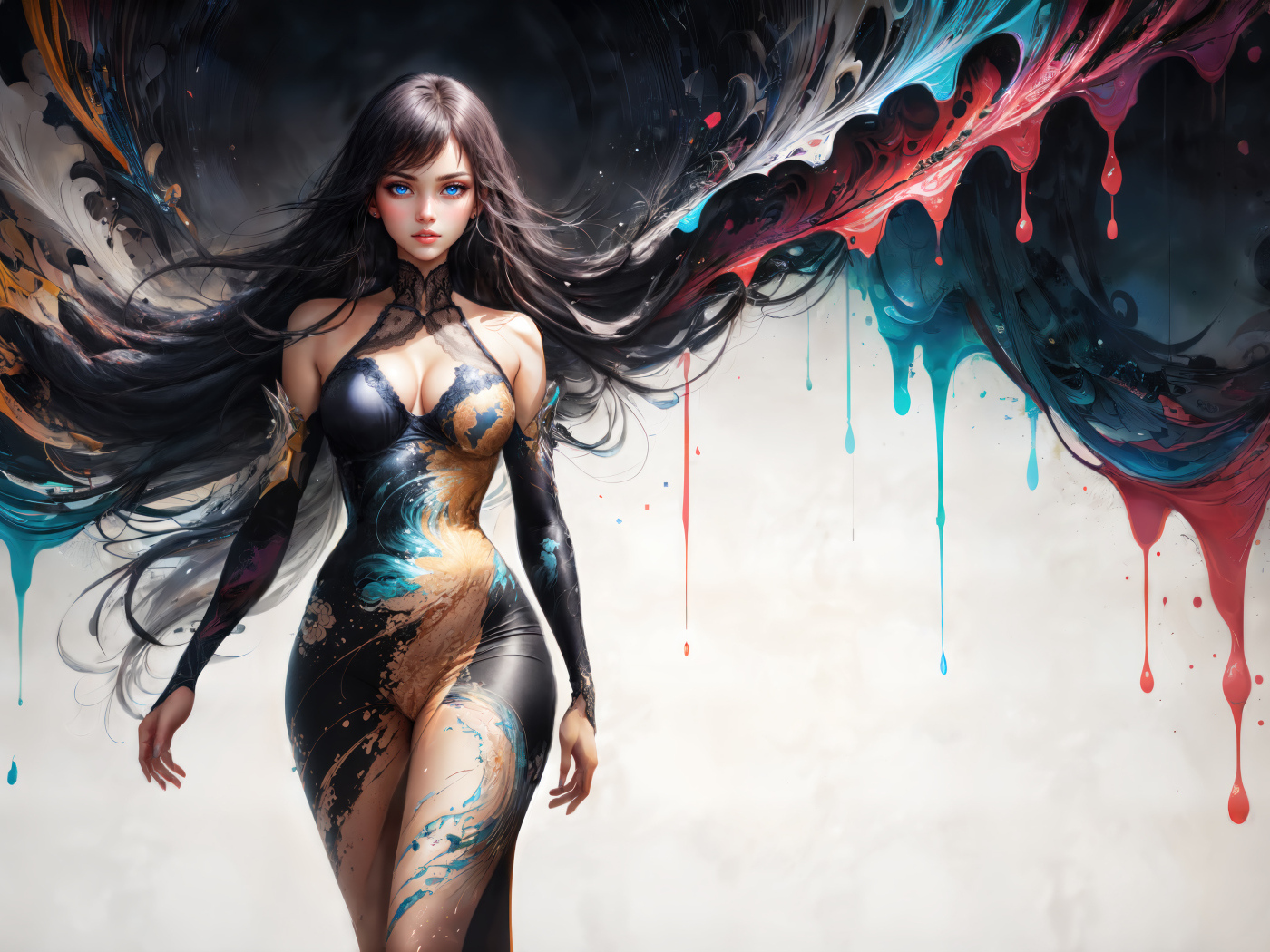 Красивая фантастическая девушка в краске