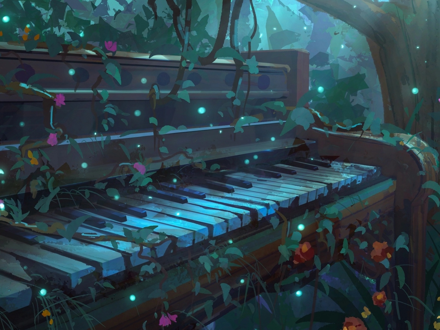 Старый рояль в волшебном лесу