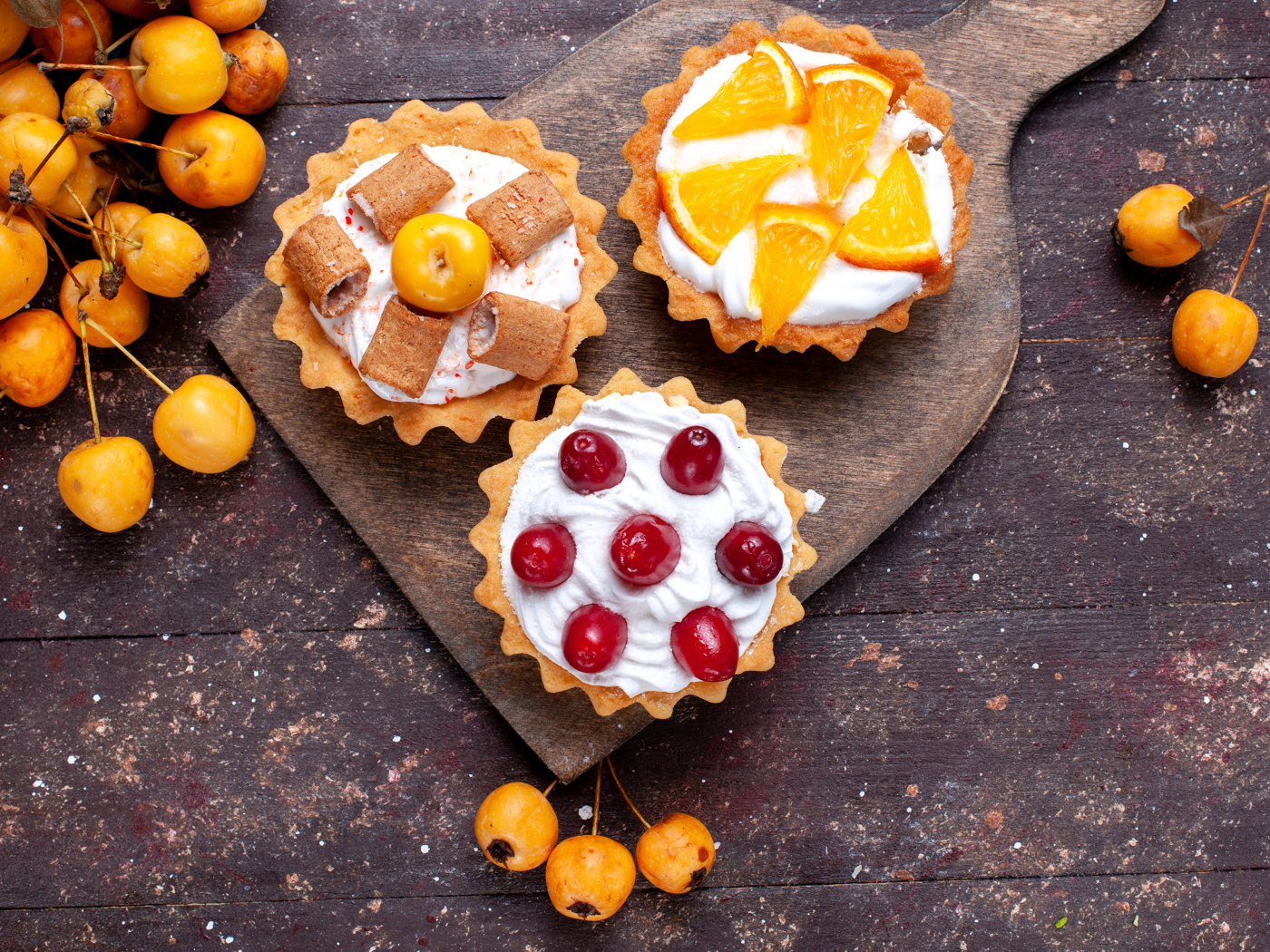 Appetizing cake with berries on the table