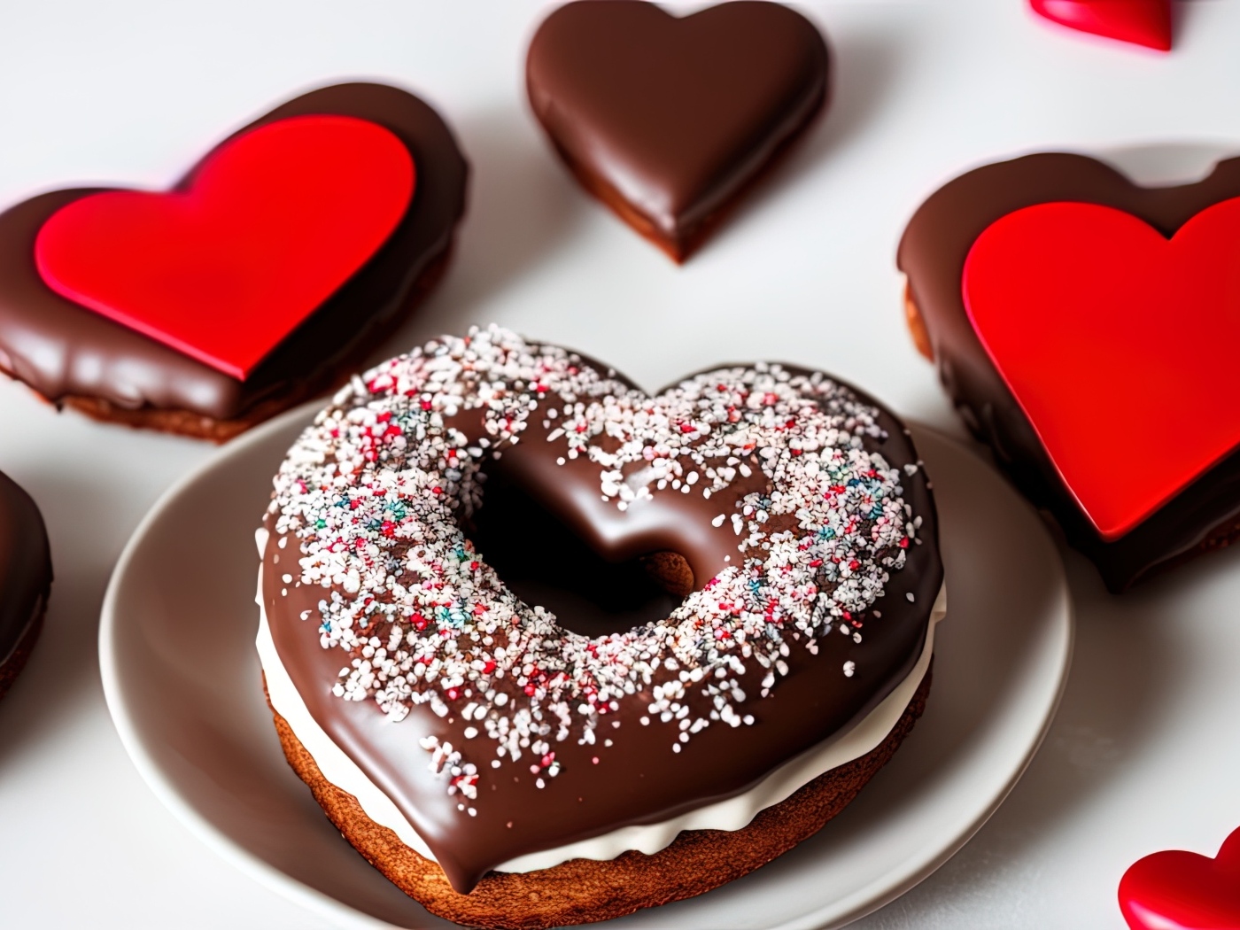 Красивое сладкое печенье в шоколаде в форме сердца