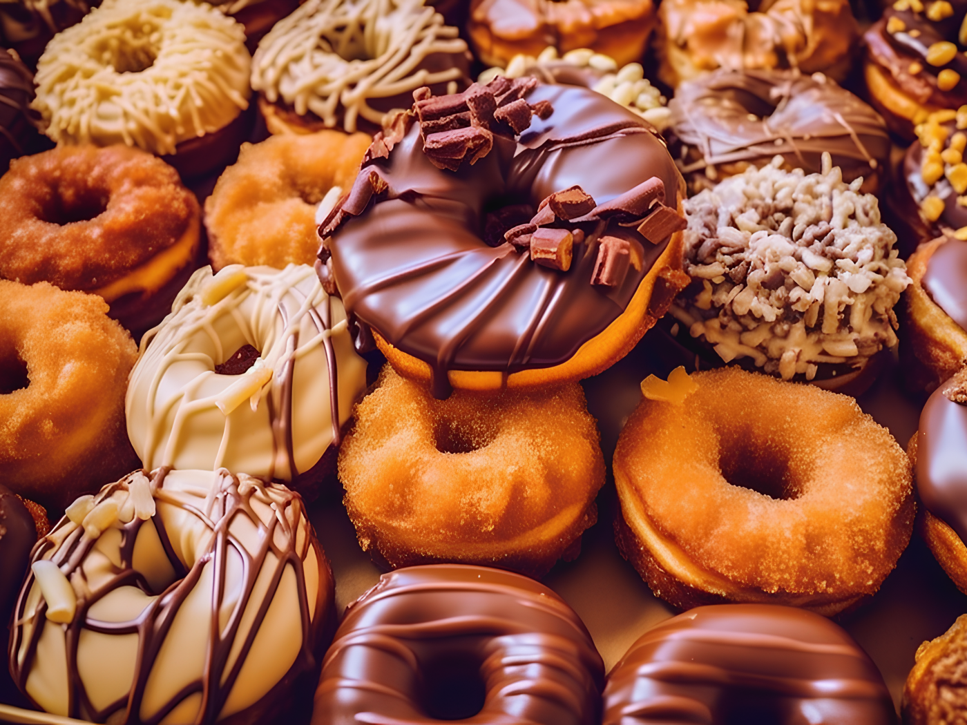 Вкусные сладкие круглые пончики на тарелке крупным планом