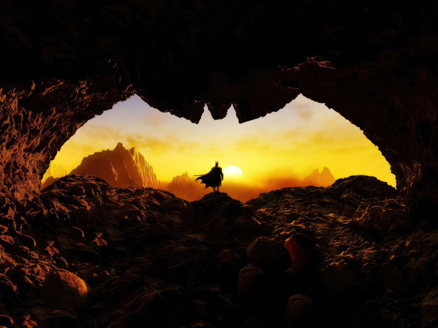 Выход в пещере в форме Бэтмена