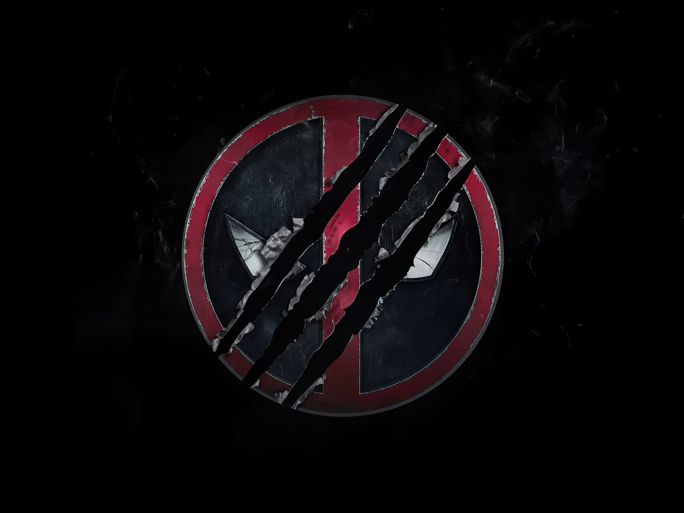 Логотип фильма Дэдпул 3 на черном фоне