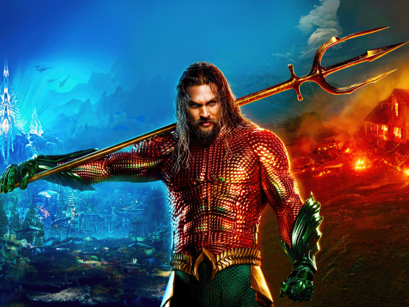 Суровый Аквамен с трезубцем