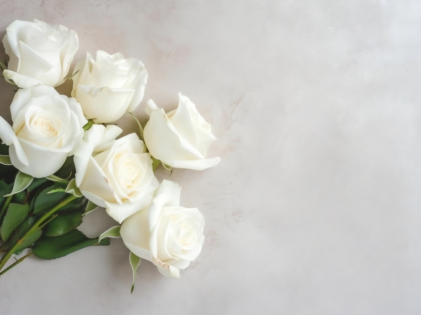 Букет белых роз на сером фоне