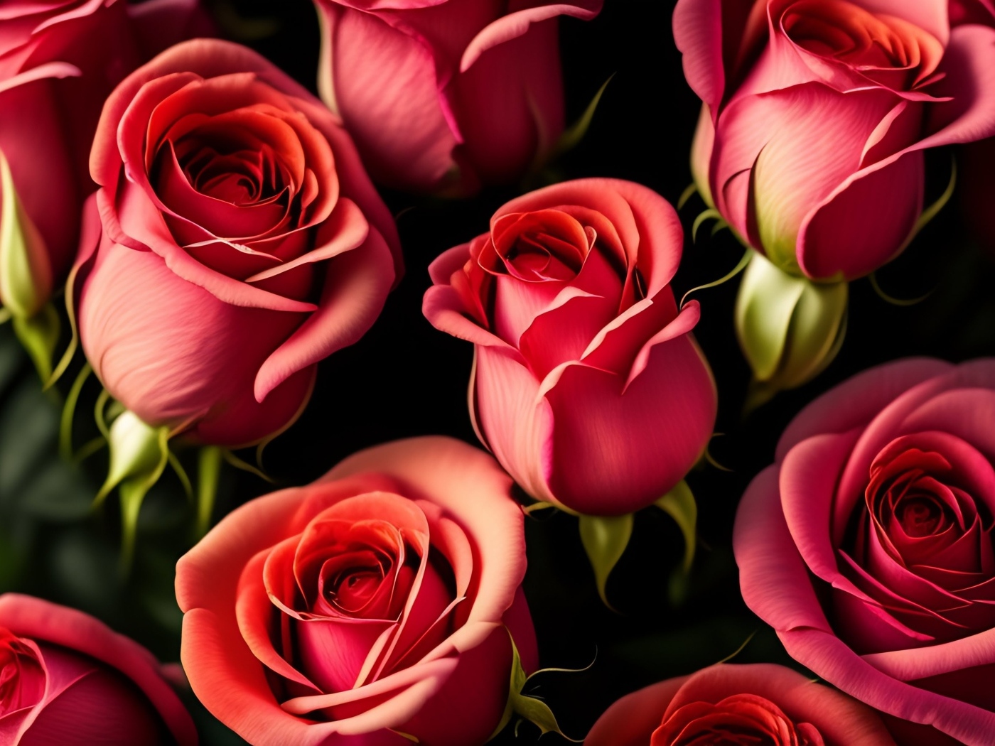 Большие английские розы крупным планом