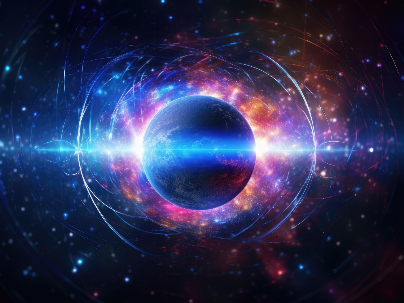 Планета земля в ярких неоновых вспышках