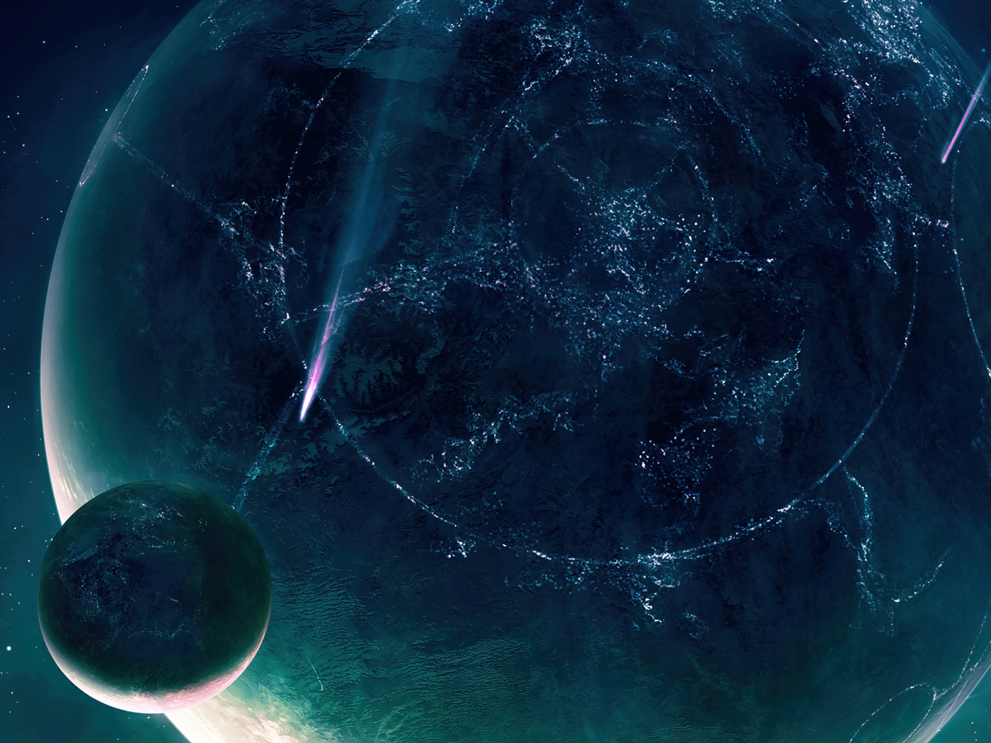 Планеты кружатся на космической орбите