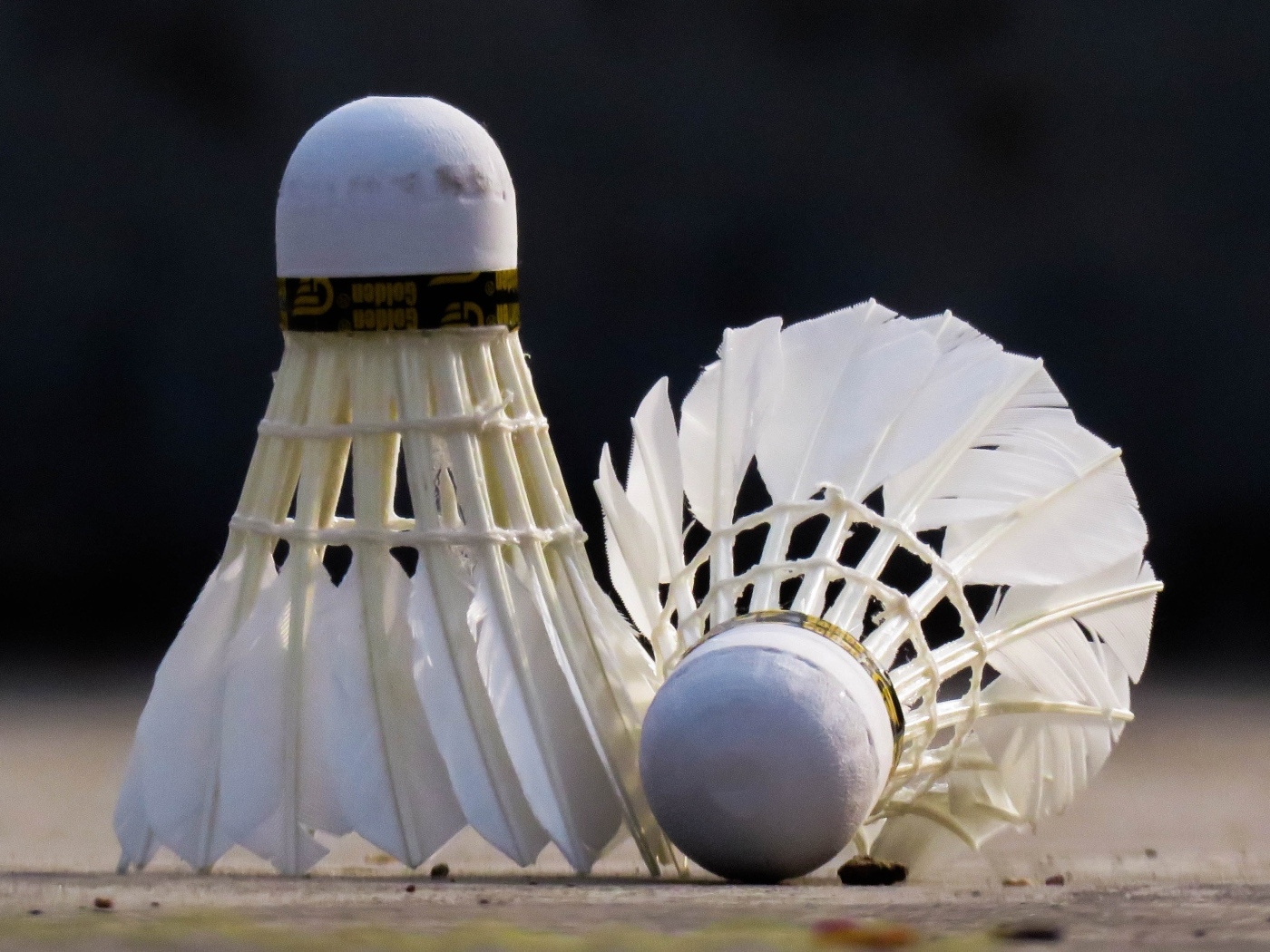 Два белых воланчика для игры в бадминтон