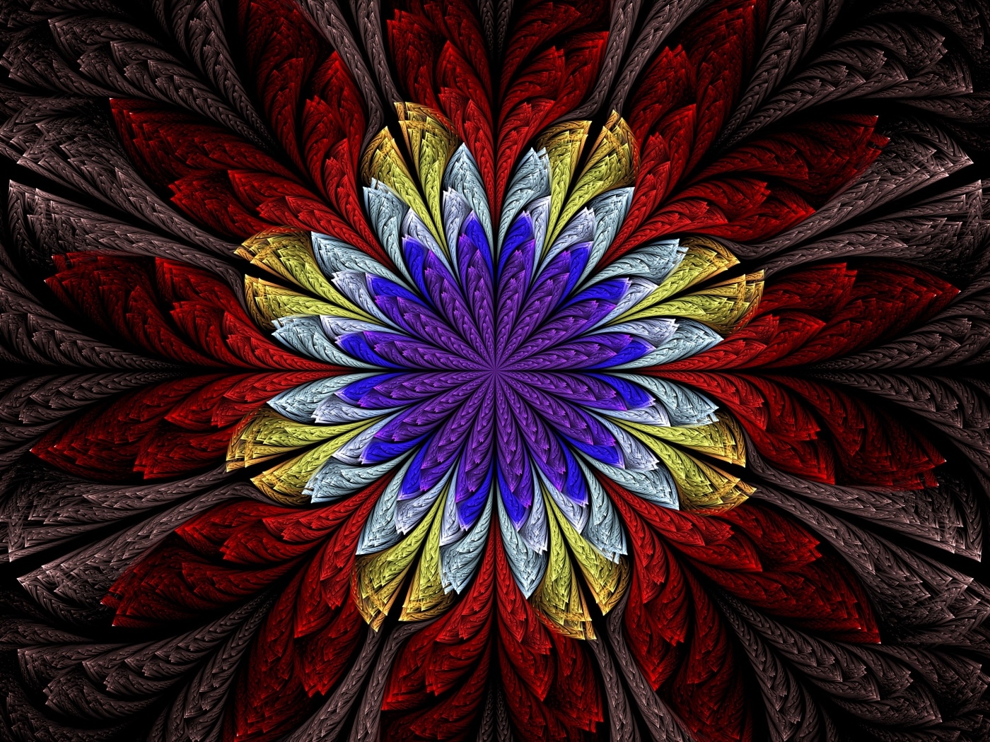 Абстрактный разноцветный фрактальный цветок