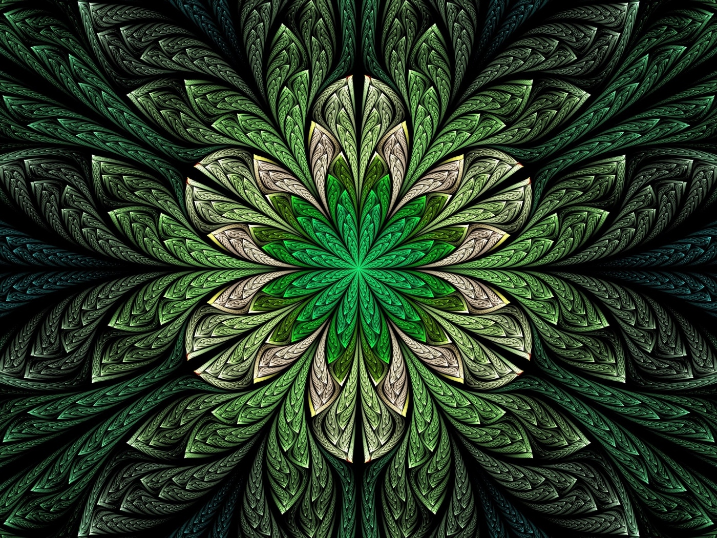 Абстрактный зеленый волнистый цветок 