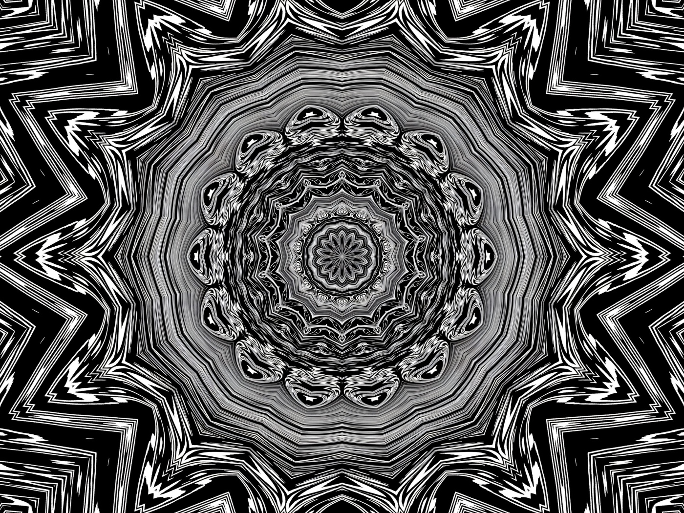 Черно-белый фрактальный узор 