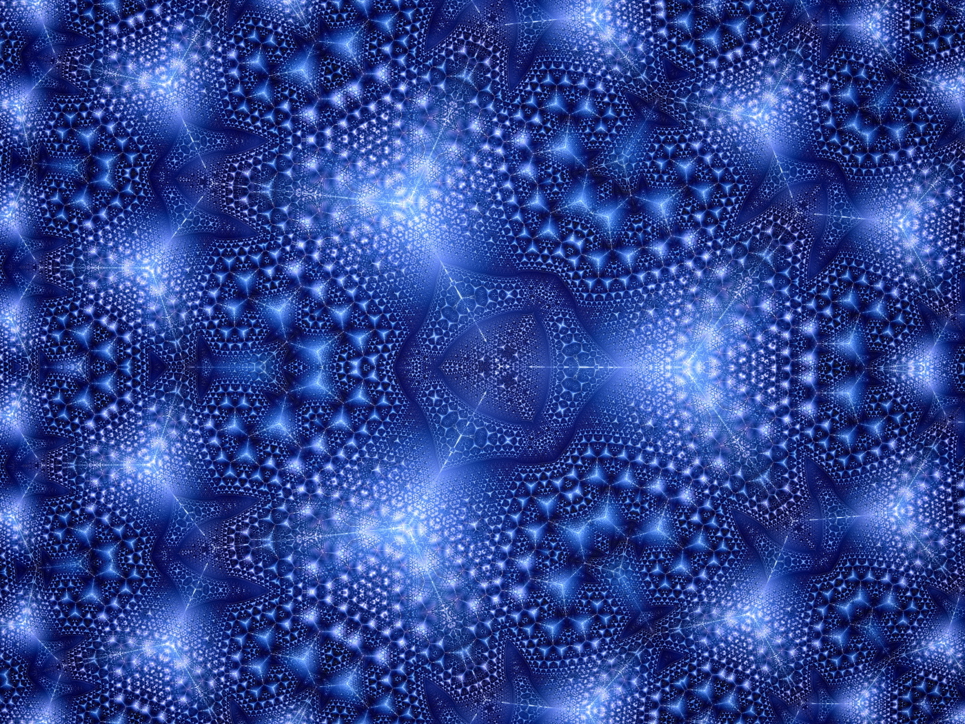 Синий фрактальный рисунок с геометрическими фигурами