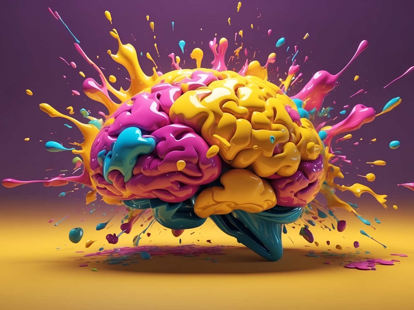 Разноцветный взрыв мозга 3д графика