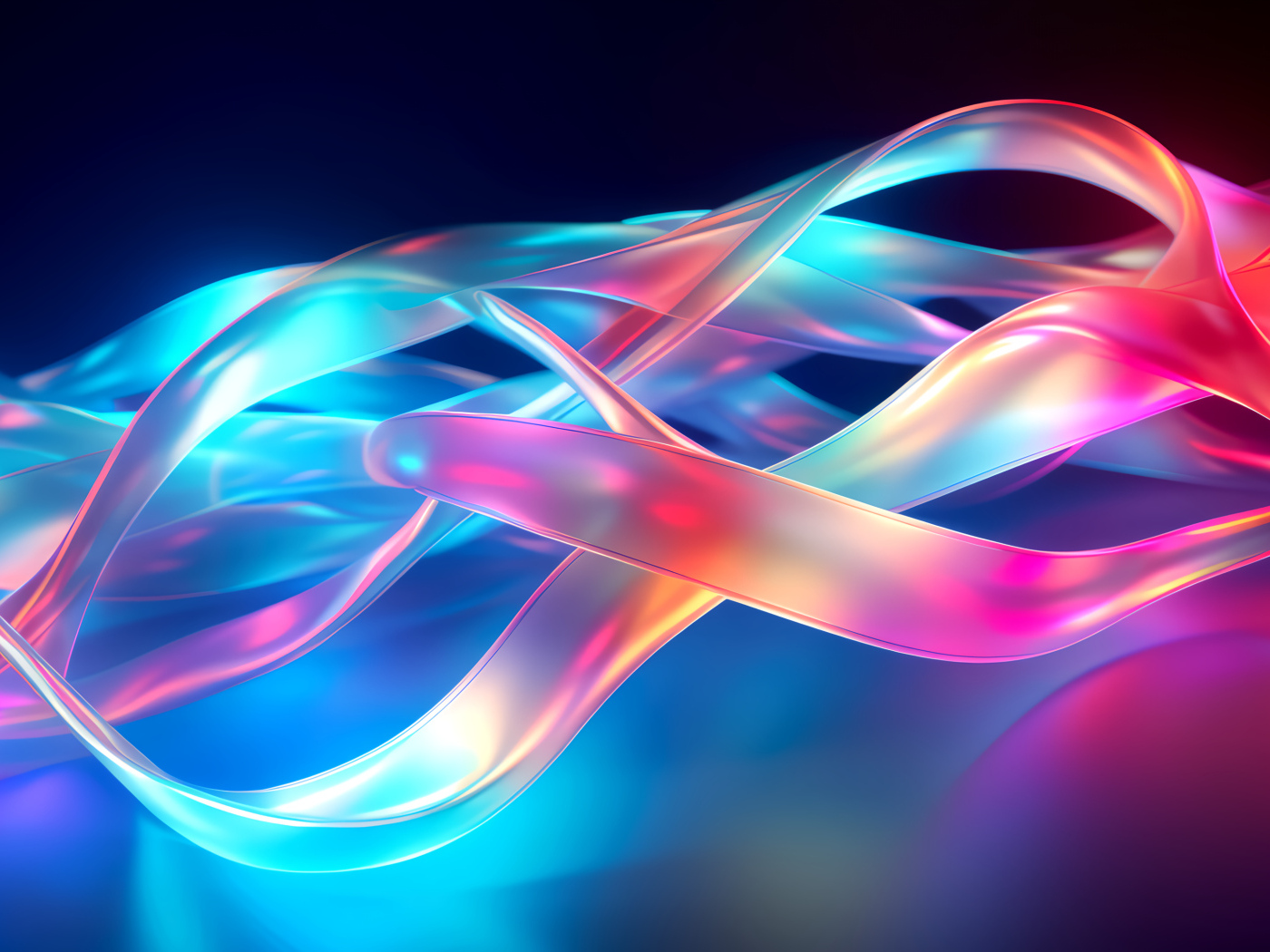 Розовые и голубые абстрактные волны на синем фоне