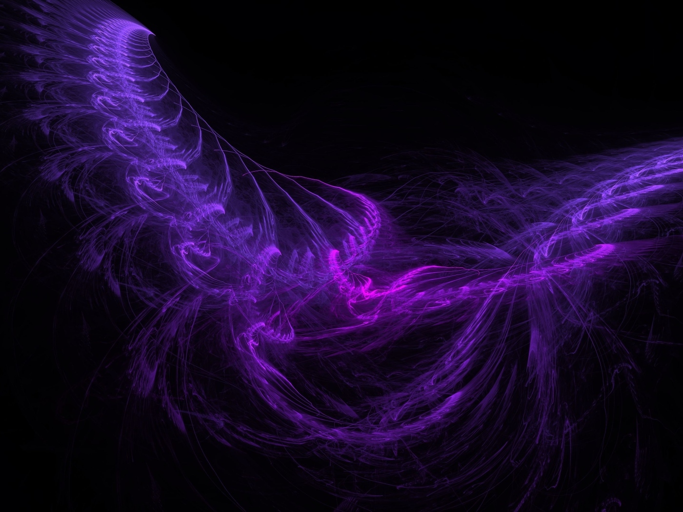 Фиолетовые волнистые узоры на черном фоне
