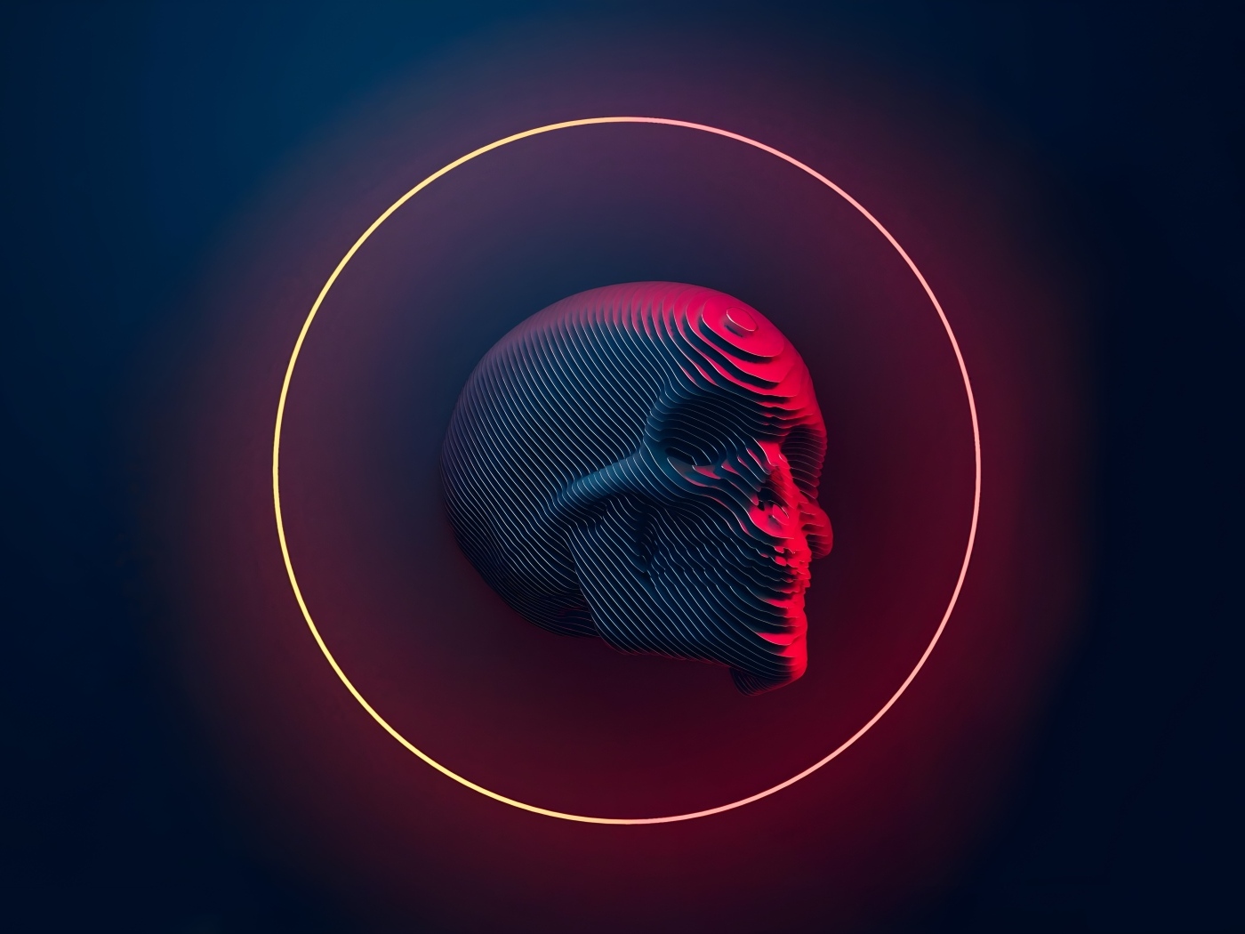 Череп в кругу на черном фоне