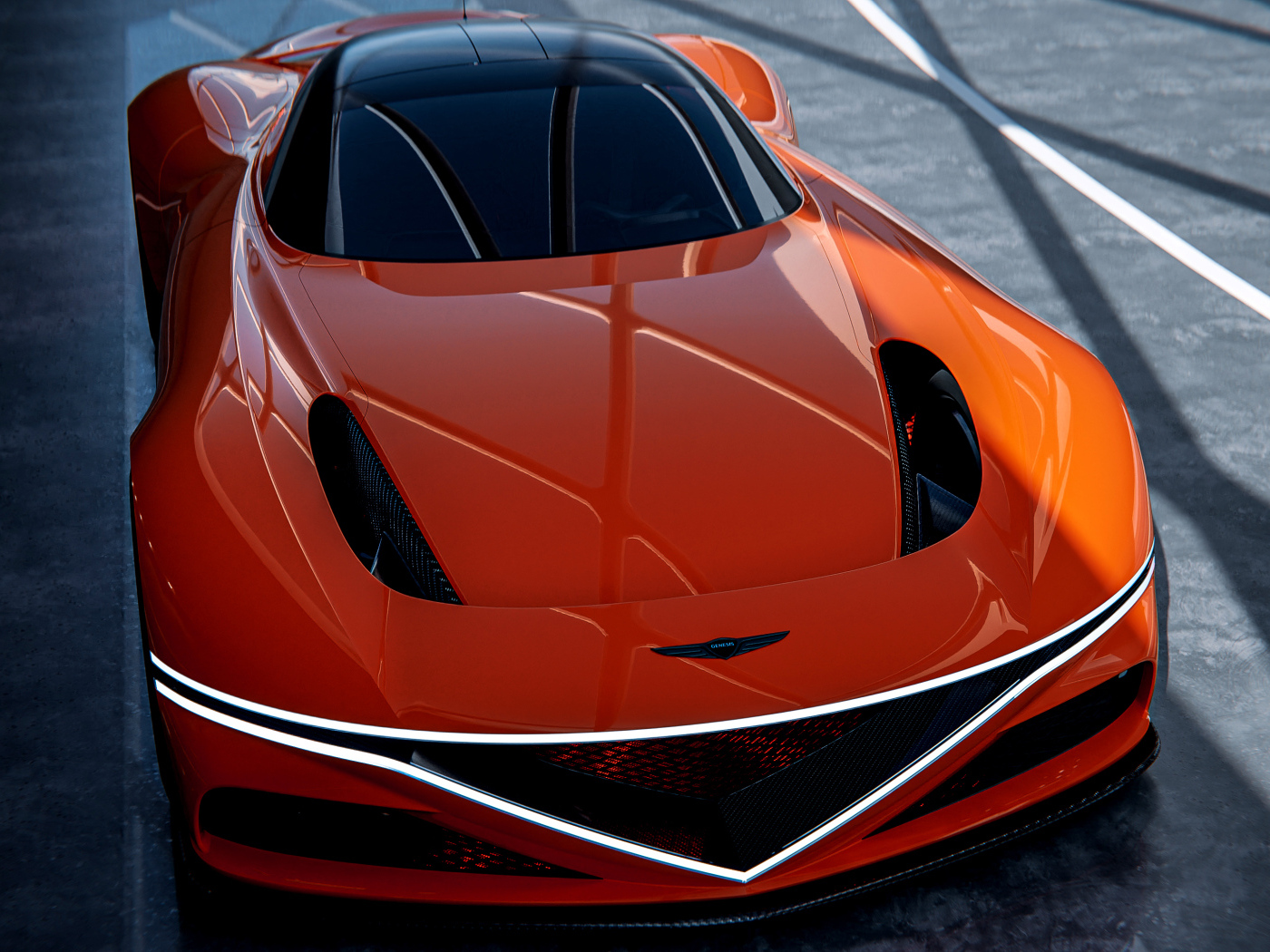 Оранжевый автомобиль Genesis X Gran Berlinetta