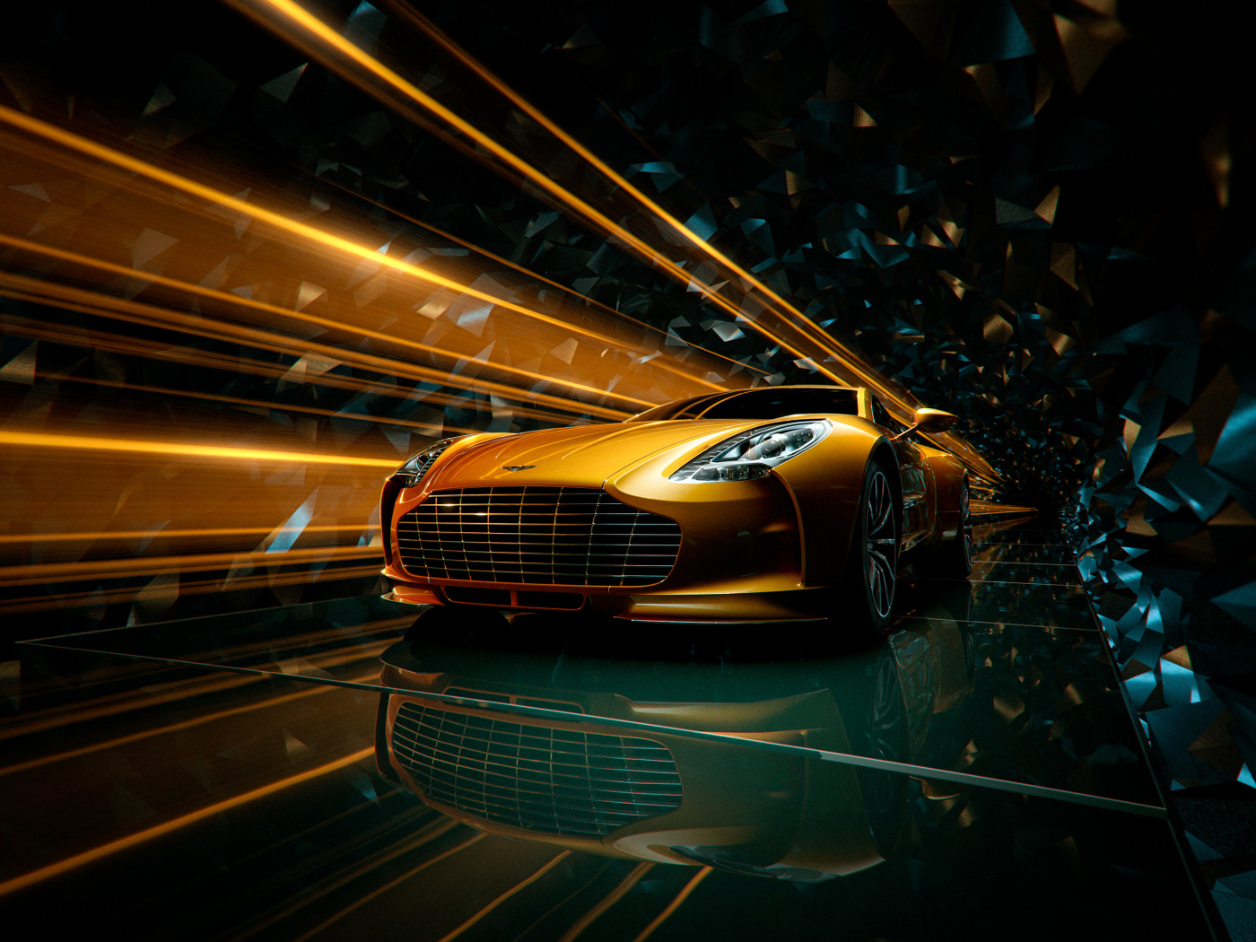 Оранжевый автомобиль Aston Martin One 77