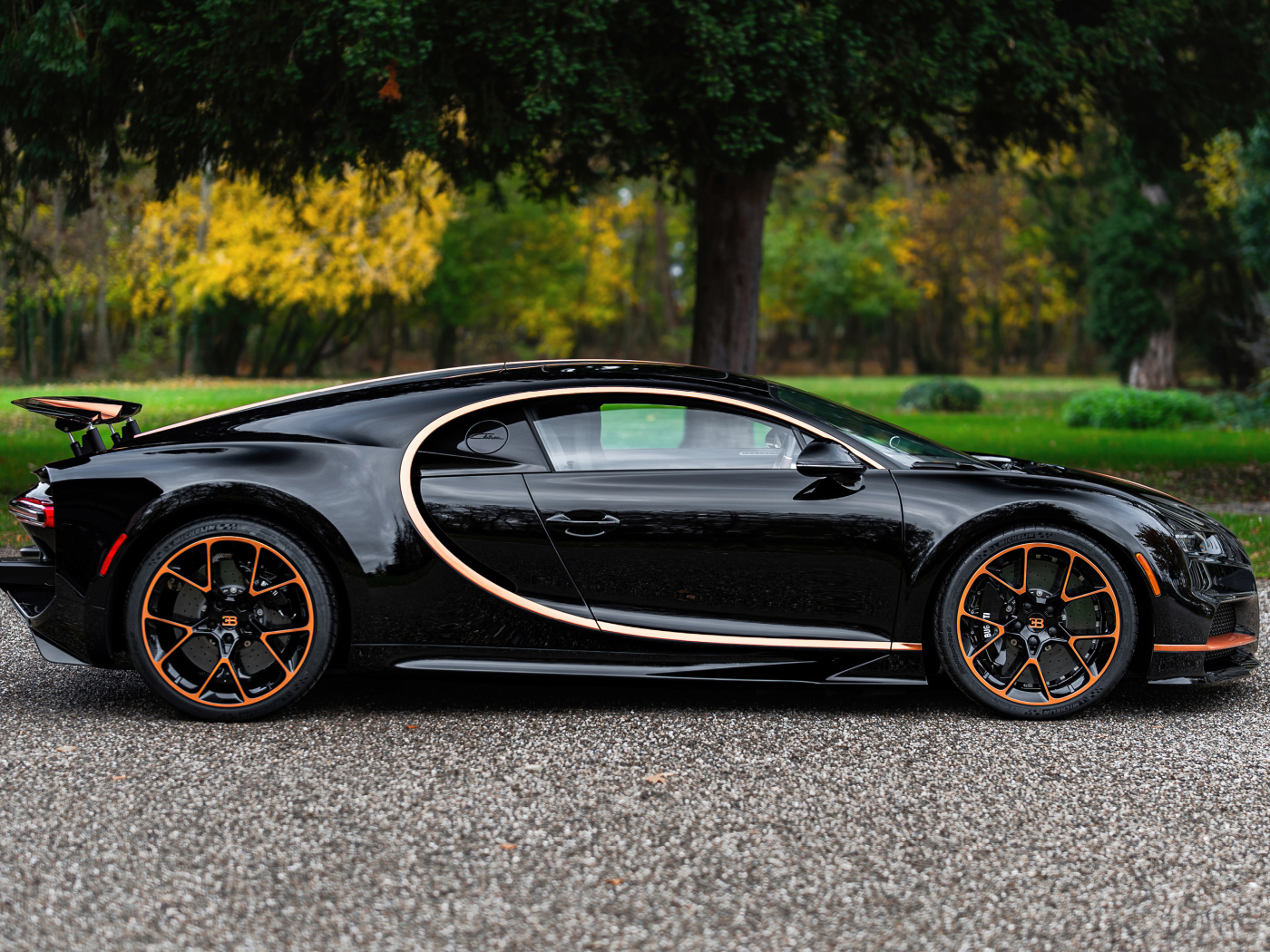 Вид сбоку на автомобиль Bugatti Chiron