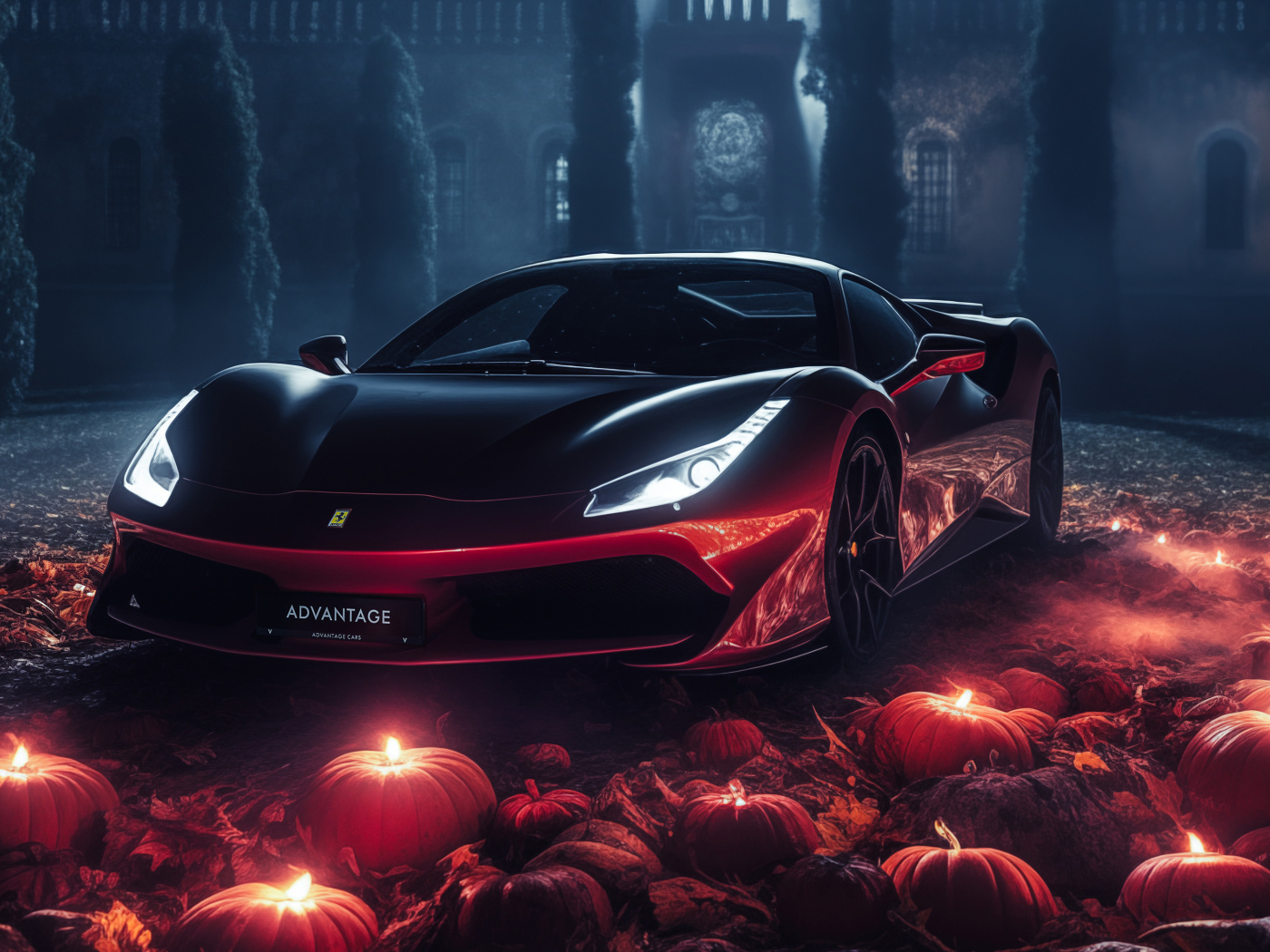 Автомобиль Ferrari Supercar у замка