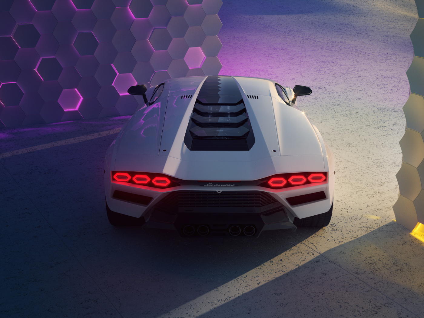 Вид сзади на автомобиль Lamborghini Countach