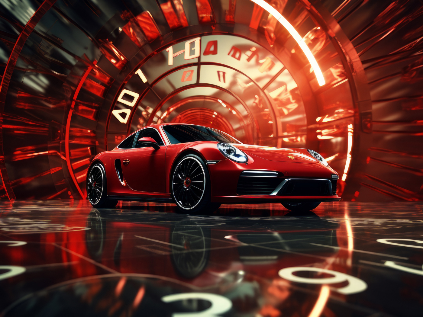 Красный автомобиль Porsche GT3 RS