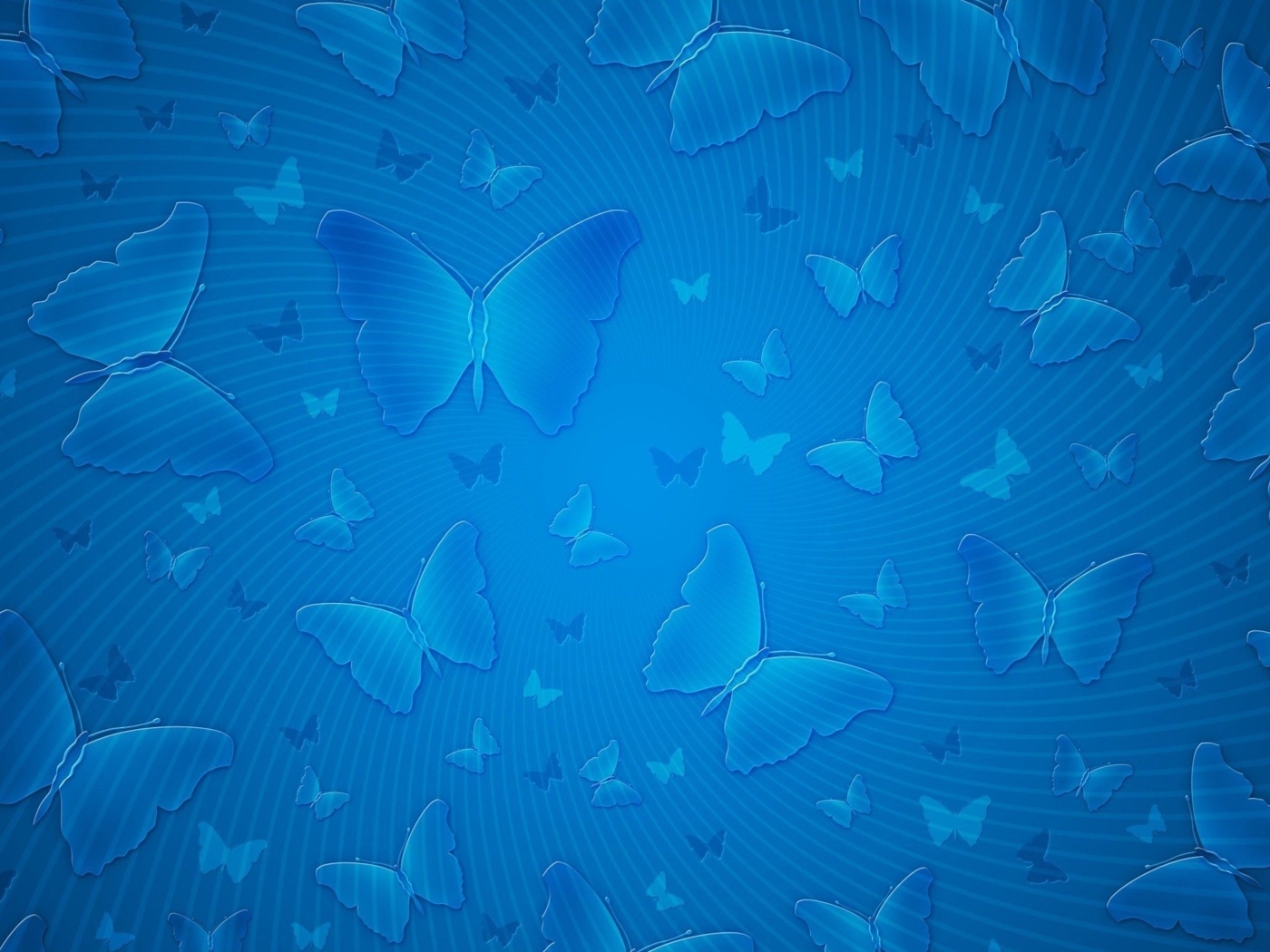 Голубой фон с нарисованными бабочками