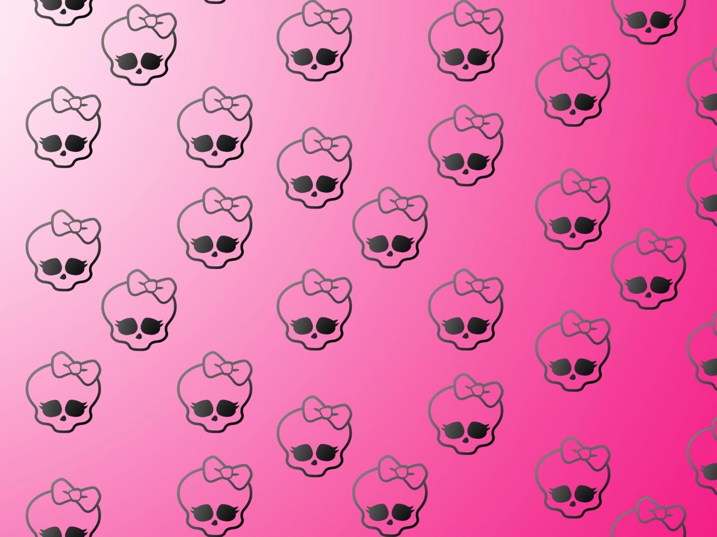 Черепа с бантами на розовом фоне