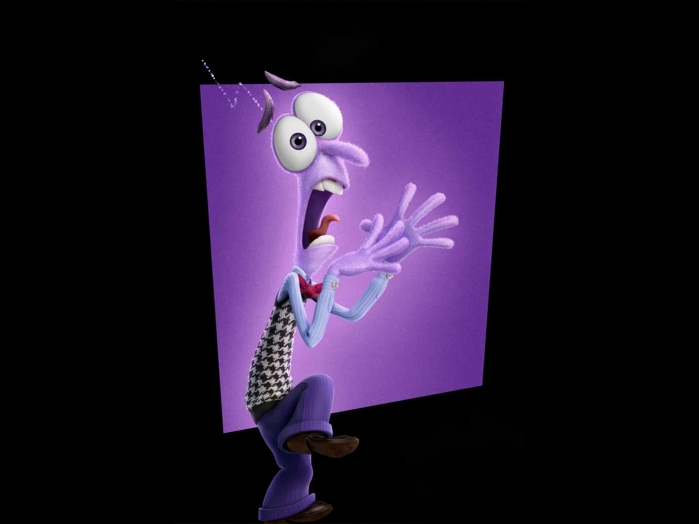 Персонаж Страх нового мультфильма Головоломка 2 на черном фоне, 2024