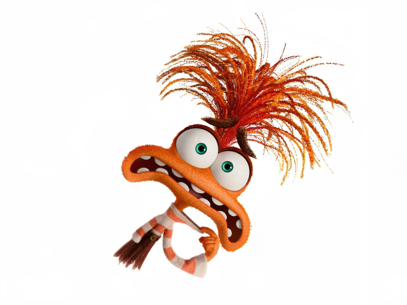 Оранжевый персонаж Тревожность из мультфильма Головоломка 2 на белом фоне