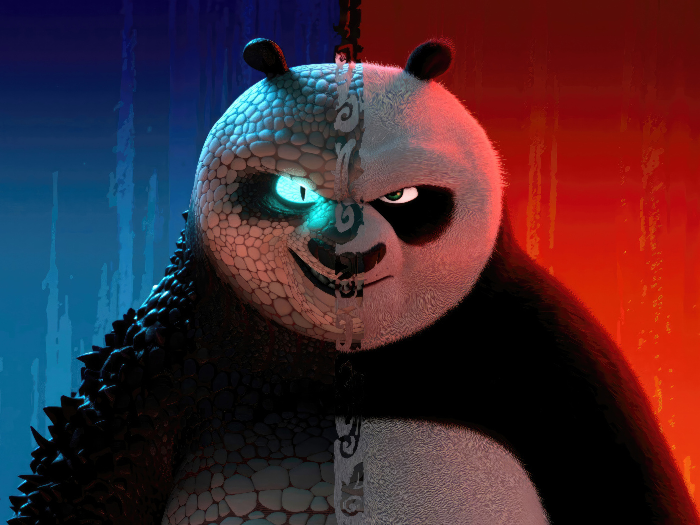 The good and evil side of Po cartoon Kung Fu Panda 4