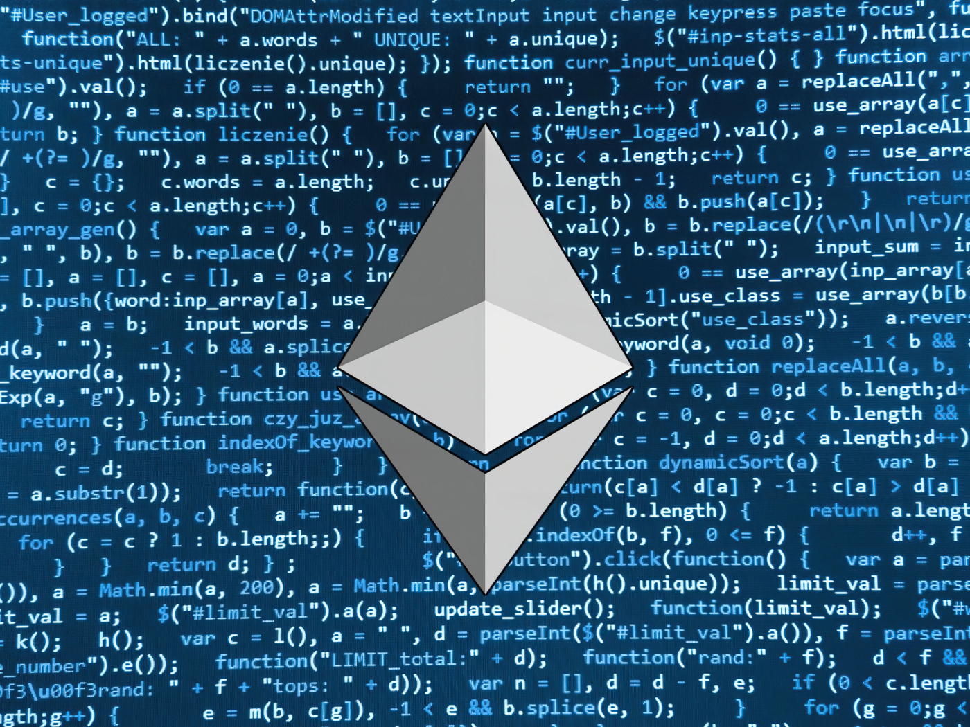 Значок ethereum на фоне числового кода